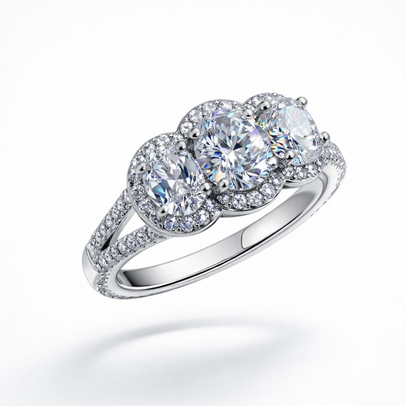 Trinity Brilliance Halo Ring